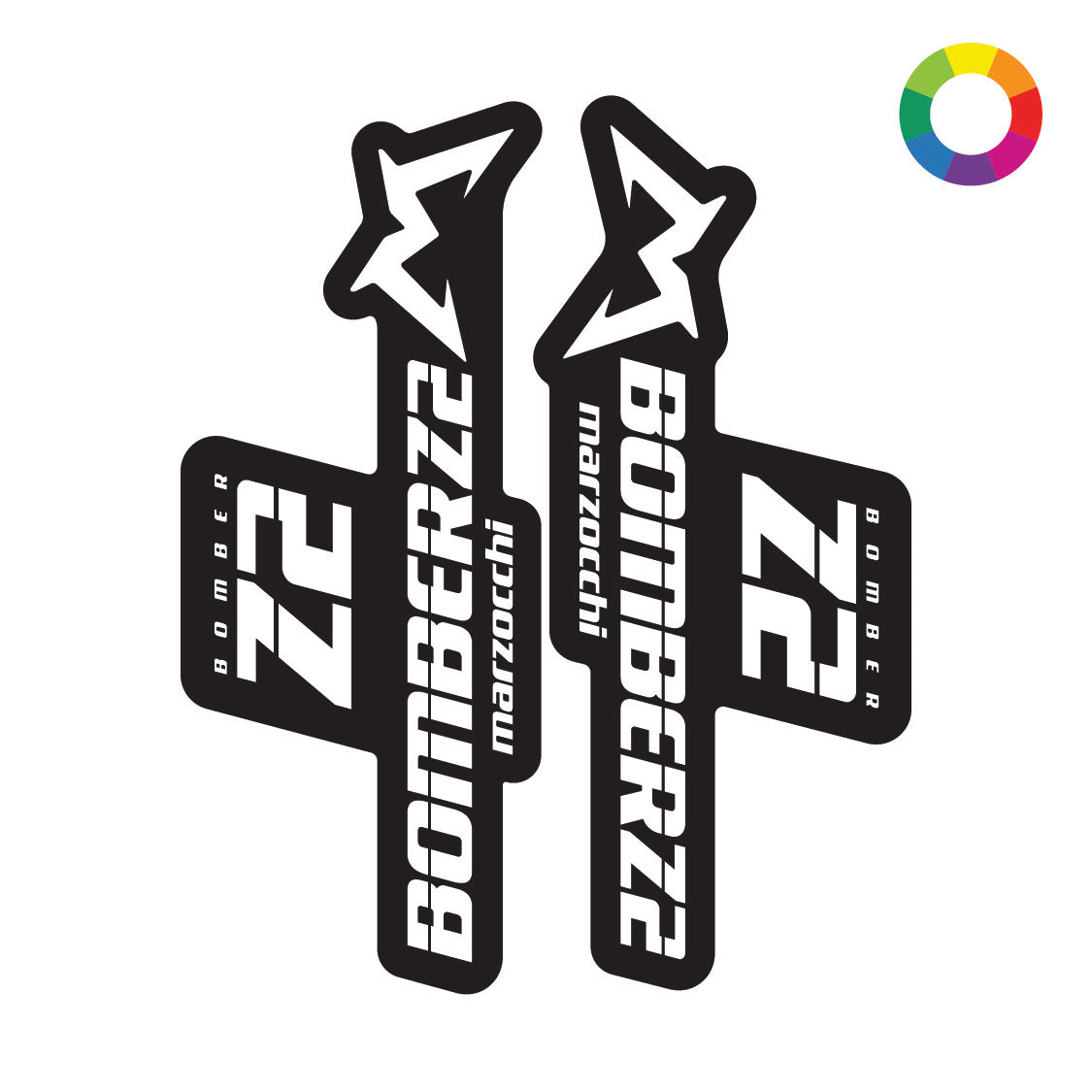 Autocollants compatible avec de fourche de vélo e-bike Marzocchi Bomber Z2 2019-2020 Autocollants compatible avec de fourche de vélo e-bike Marzocchi Bomber Z2 2019-2020