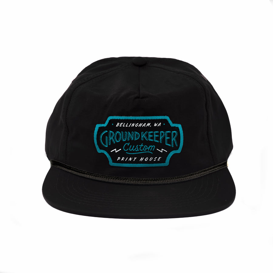 Black 5-Panel Nylon Hat