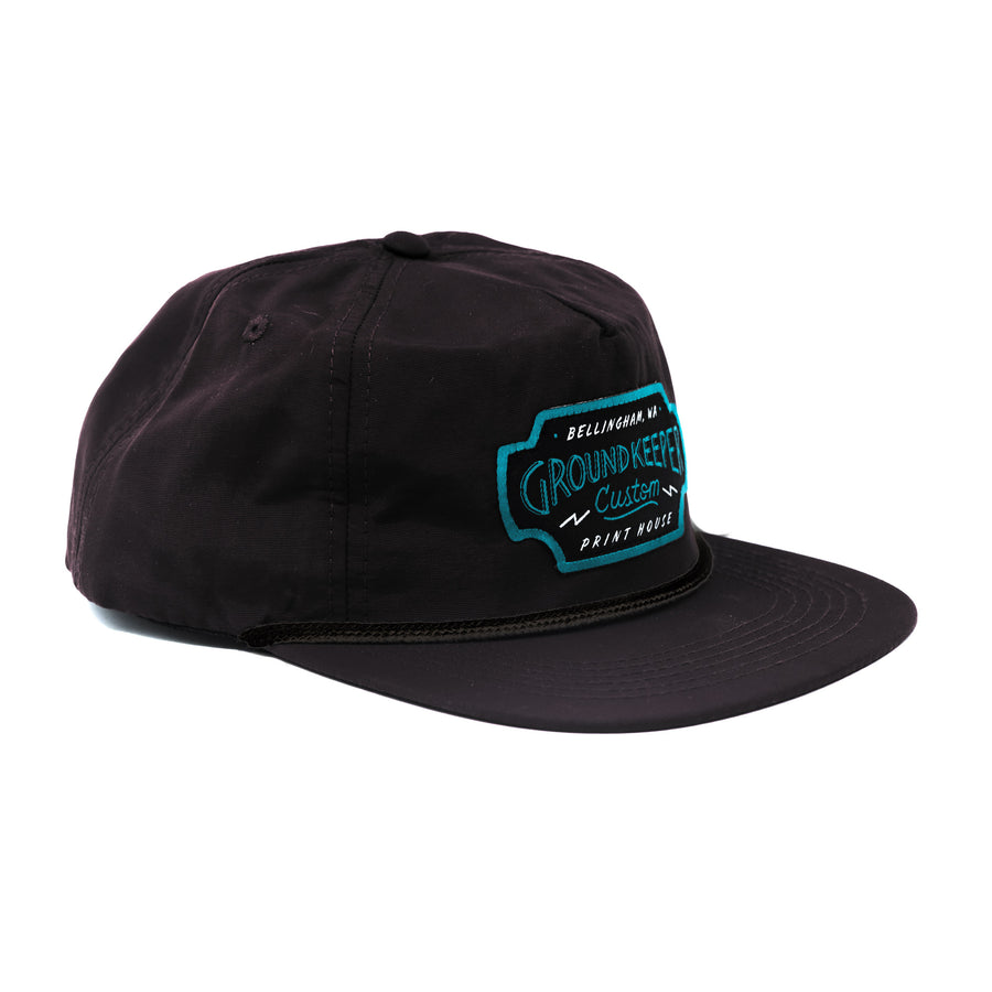 Black 5-Panel Nylon Hat